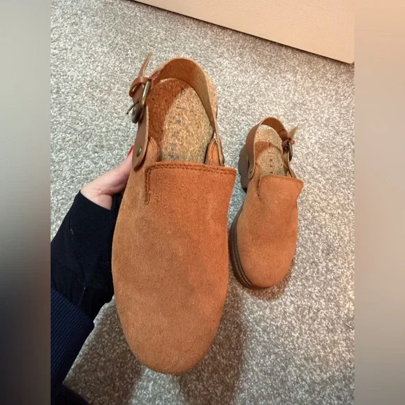 Suede Platform Clog Sandals Chunky Heel | Brown | Size 9 - Picture 4 of 6